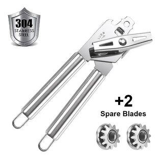 Can Opener Kitchen Accessories Gadget Sets Bottle Openers Stainless Steel Ergonomic Manual Kitchen Tools Free 2 Blades Alodia Store