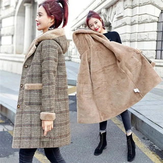 Thick Keep Warm Jacket Medium Long Hooded Wooden Coat Alodia Store