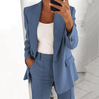 Elegant Jacket Women Suit Jacket Solid Color Turndown Collar Alodia Store