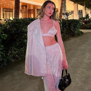 Women Shiny Blazer Office Lady Alodia Store