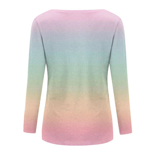 Women Blouse Longsleeve Women'S T-Shirt Fashion Casual Gradient Color Print V-Neck Slim Long Sleeve Top футболка оверсайз Alodia Store
