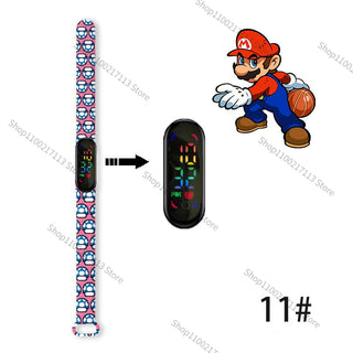 Super Mario children‘s Watch Cartoon Anime Character Luigi Luminous Bracelet Watch LED Touch Waterproof Sports kids watch gifts Alodia Store