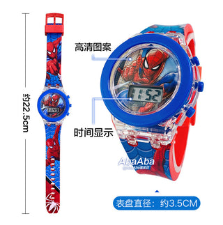 Disney Kid Cartoon Glowing Watch Marvel Spider-Man Boy Unicorn Princess Elsa Flash Electronic Digital Student Toy Clock Relogio Alodia Store