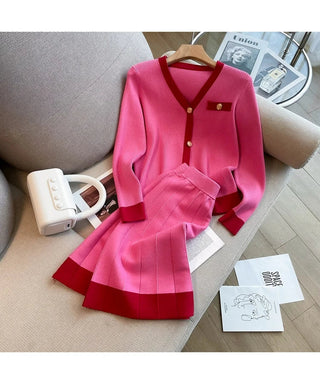 Fashion Women V Neck Hit Color Knitted Golden Alodia Store