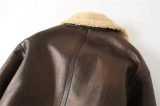 Faux Leather Coat Vintage Alodia Store