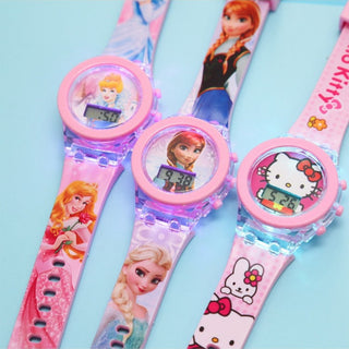 Disney Kid Cartoon Glowing Watch Marvel Spider-Man Boy Unicorn Princess Elsa Flash Electronic Digital Student Toy Clock Relogio Alodia Store