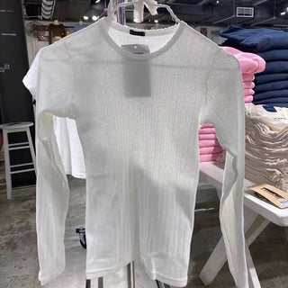 Floral Hollow Out Slim T-Shirts Women 2022 Autumn Vintage Solid Round Neck Long Sleeve Y2k Tops Sweet Cute Cotton T Shirt Femme Alodia Store