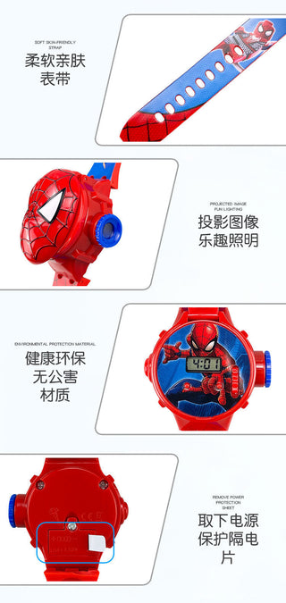 Disney Kid Cartoon Cool Ptojectio Watch Marvel Spider-Man Boy Unicorn Princess Elsa Flash Electronic Digital Student Toy Clock Alodia Store