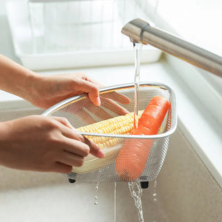 1pc Stainless Steel Triangle Sink Drain Basket Kitchen Triangle Filter Basket Fruit and Vegetable Storage Drain Rack Basket Alodia Store