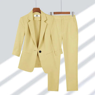 Women's Summer Thin Fashion Suit Jacket Pants Two-piece Alodia Store