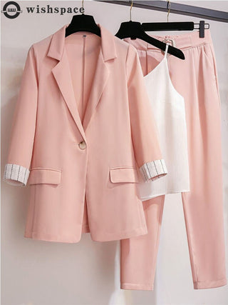 ]acket three piece jacket pants set Alodia Store