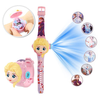 Disney Kid Cartoon Cool Ptojectio Watch Marvel Spider-Man Boy Unicorn Princess Elsa Flash Electronic Digital Student Toy Clock Alodia Store