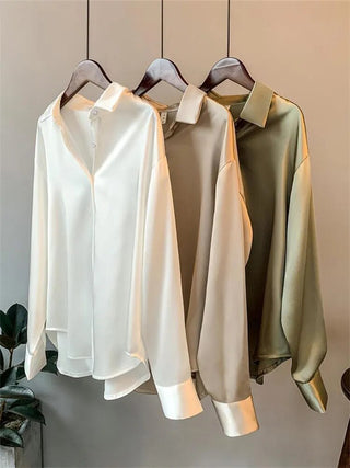 Spring 2021 Womens Clothing Silk Shirt Vintage Blouse Women Sheer Top Women Longsleeve Dress Shirt clothes Woman Overshirt Alodia Store