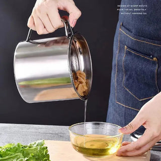 1PC Stainless Oil Filter Pot Lard Strainer Tank Alodia Store