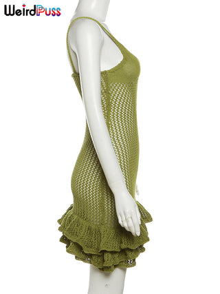 Weird Puss Knit Sleeveless cami bodycon ALODIA STORE