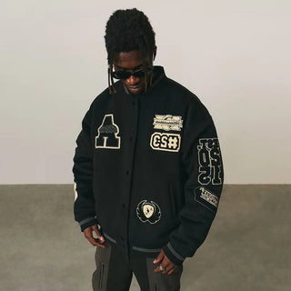 2024 New American hip-hop letter bomber embroidered Y2K coat Alodia Store