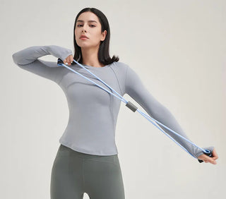 SOISOU Nylon Gym Top Yoga Shirt Fitness Sport Women Clothing Elastic Breathable Pilates Long Sleeve Tops 5 Colors 4 Size Alodia Store