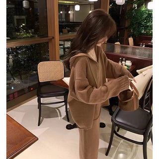 2 Piece Women Knitted Sweater Suits Winter Fashion Korean Alodia Store