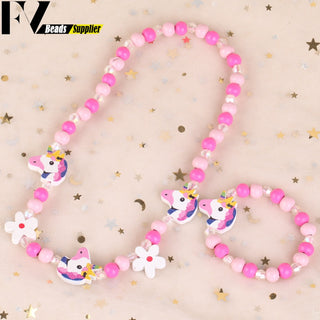 33 Style Colorful Wooden Cute Animal Flower Cartoon Children's Necklace Bracelet Girl's Child Jewelry Kids Toys Birthday Gifts Alodia Store