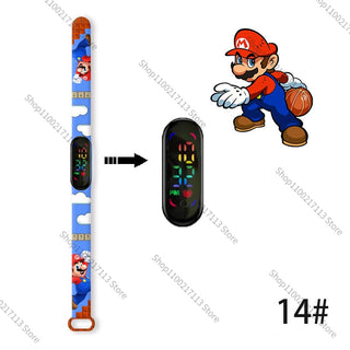 Super Mario children‘s Watch Cartoon Anime Character Luigi Luminous Bracelet Watch LED Touch Waterproof Sports kids watch gifts Alodia Store