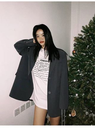 Black Long Sleeved Suit Jacket Alodia Store