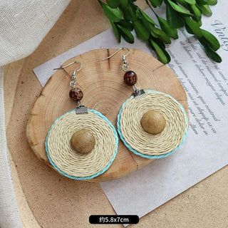 Wooden Vintage Earrings For Women Bohemian Style  Geometric Wood Earrings 2022 Trendy Retro Rattan Earrings Statement Jewelry Alodia Store