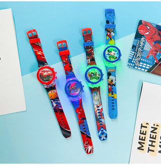 Disney Kid Cartoon Glowing Watch Marvel Spider-Man Boy Unicorn Princess Elsa Flash Electronic Digital Student Toy Clock Relogio Alodia Store
