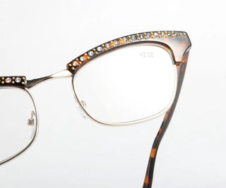 Diamond Ladies Elegant Cat Eye Reading Glasses Resin Lenses Women Crystal Rhinestone Decoration Presbyopic Eyewear for Elder Alodia Store