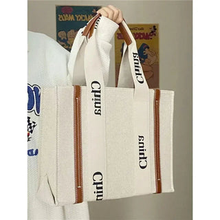 Trend 2024 Designer Canvas Leather Classic Woody Large Tote Bags Y2k Alodia Store
