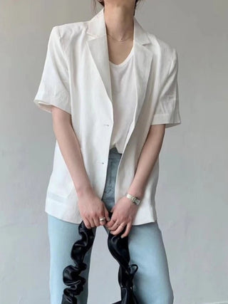 Cotton Linen Short-sleeved Coat Loose Alodia Store