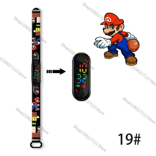 Super Mario children‘s Watch Cartoon Anime Character Luigi Luminous Bracelet Watch LED Touch Waterproof Sports kids watch gifts Alodia Store