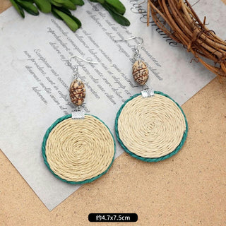 Wooden Vintage Earrings For Women Bohemian Style  Geometric Wood Earrings 2022 Trendy Retro Rattan Earrings Statement Jewelry Alodia Store