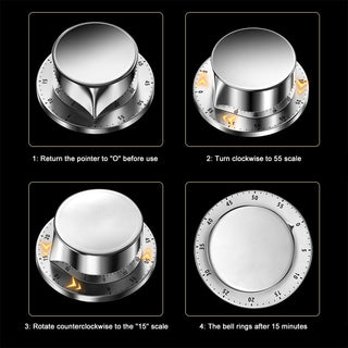 Stainless Steel Kitchen Timer with Magnetic Base Manual Mechanical Cooking Timer Countdown Cooking Tools KitchenTimer Alodia Store