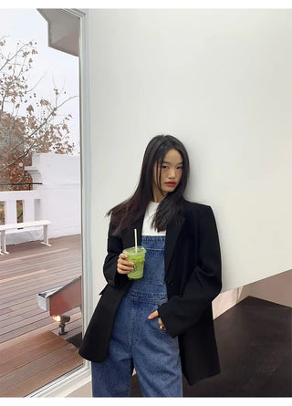 Black Long Sleeved Suit Jacket Alodia Store