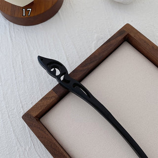 Traditional Wooden Black Hair Sticks Chinese Style Hairpins Carved Wood Hair Fork Vintage Chop Stick Headwear For Women Jewelry Alodia Store