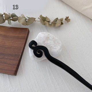 Traditional Wooden Black Hair Sticks Chinese Style Hairpins Carved Wood Hair Fork Vintage Chop Stick Headwear For Women Jewelry Alodia Store