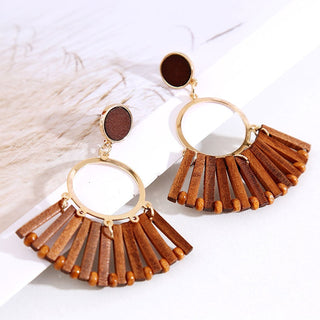 Wooden Vintage Earrings For Women Bohemian Style  Geometric Wood Earrings 2022 Trendy Retro Rattan Earrings Statement Jewelry Alodia Store