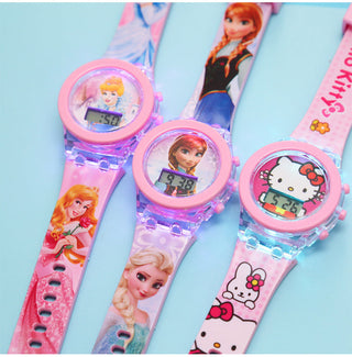 Disney Kid Cartoon Glowing Watch Marvel Spider-Man Boy Unicorn Princess Elsa Flash Electronic Digital Student Toy Clock Relogio Alodia Store
