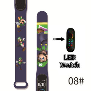 Super Mario children‘s Watch Cartoon Anime Character Luigi Luminous Bracelet Watch LED Touch Waterproof Sports kids watch gifts Alodia Store