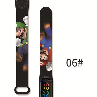 Super Mario children‘s Watch Cartoon Anime Character Luigi Luminous Bracelet Watch LED Touch Waterproof Sports kids watch gifts Alodia Store