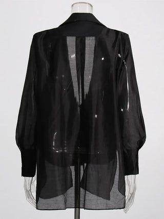 Women Notched Collar Long Sleeve Lace Up Loose Blazers Alodia Store