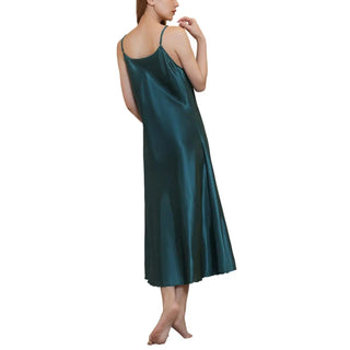 Women's Satin Nightgown Long Slip Sleep Dress Silk V Neck Sleepwear Solid Color Nightwear Alodia Store