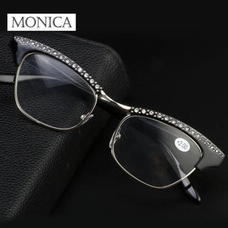 Diamond Ladies Elegant Cat Eye Reading Glasses Resin Lenses Women Crystal Rhinestone Decoration Presbyopic Eyewear for Elder Alodia Store