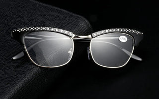 Diamond Ladies Elegant Cat Eye Reading Glasses Resin Lenses Women Crystal Rhinestone Decoration Presbyopic Eyewear for Elder Alodia Store