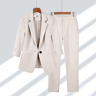 Women's Summer Thin Fashion Suit Jacket Pants Two-piece Alodia Store