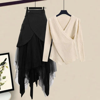 Black Skirt Two Piece Set Alodia Store