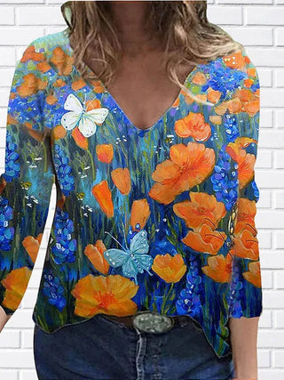Women 2022 Autumn Trendy New Longsleeve Casual Personalized Cute V-Neck Tops Plus Size XS-8XL Alodia Store