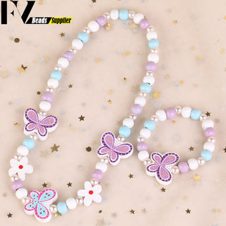 33 Style Colorful Wooden Cute Animal Flower Cartoon Children's Necklace Bracelet Girl's Child Jewelry Kids Toys Birthday Gifts Alodia Store