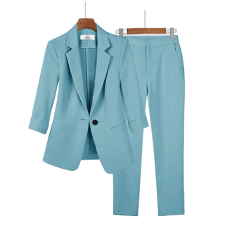 Women's Summer Thin Fashion Suit Jacket Pants Two-piece Alodia Store