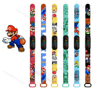 Super Mario children‘s Watch Cartoon Anime Character Luigi Luminous Bracelet Watch LED Touch Waterproof Sports kids watch gifts Alodia Store